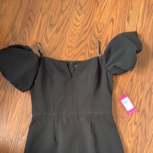 Elegant Black Puff Sleeve Dress